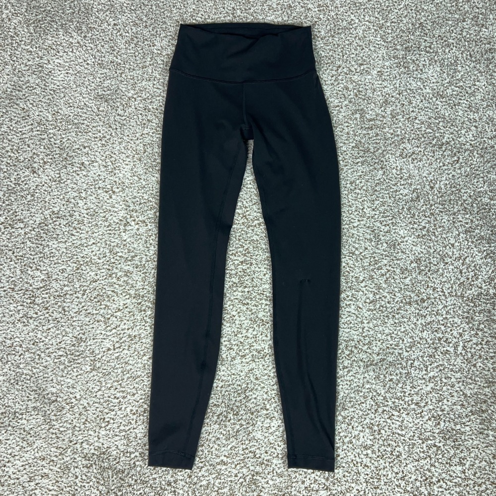 Lululemon Leggings Womens 8 Black Wunder Train High Rise Yoga Gym Workout Logo